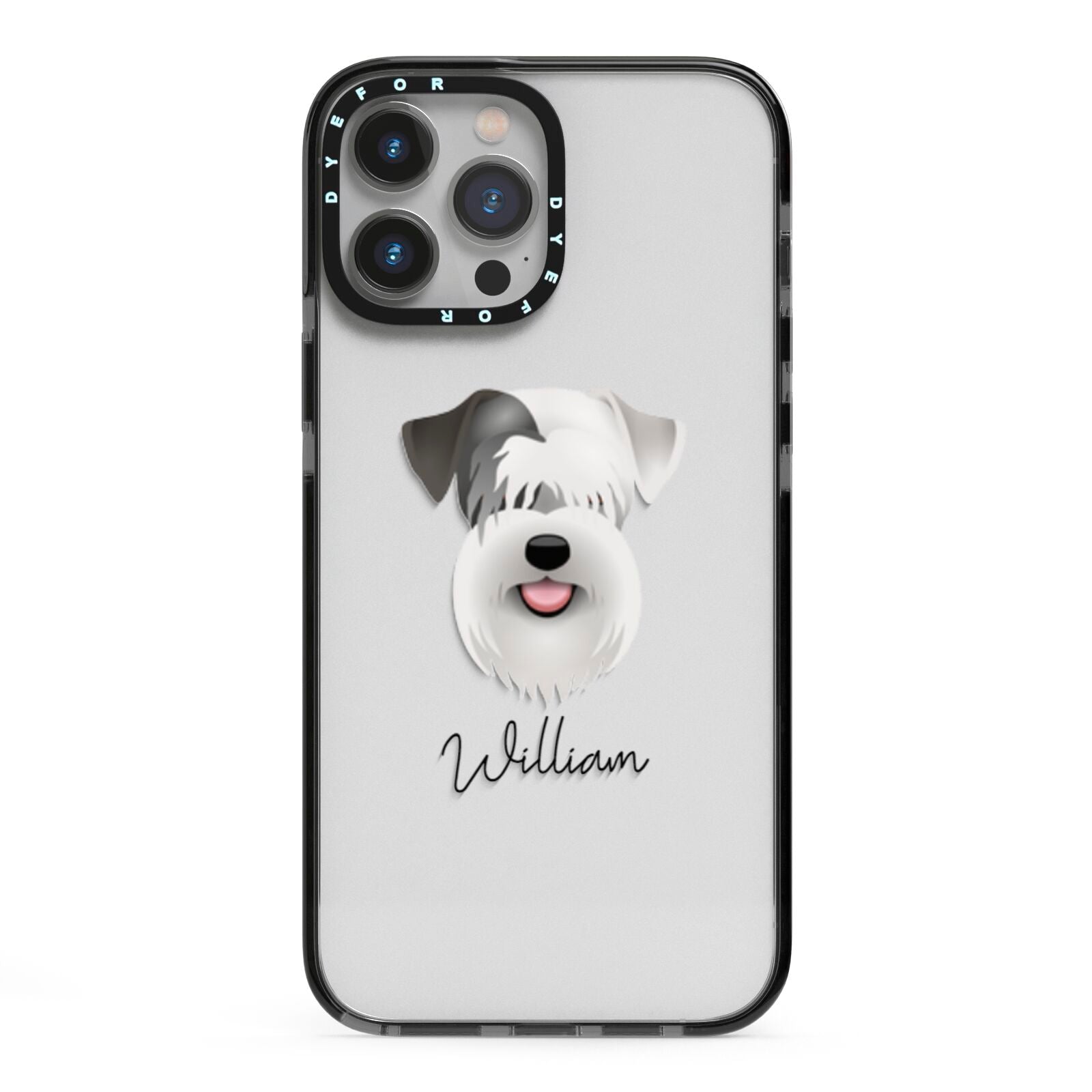 Sealyham Terrier Personalised iPhone 13 Pro Max Black Impact Case on Silver phone