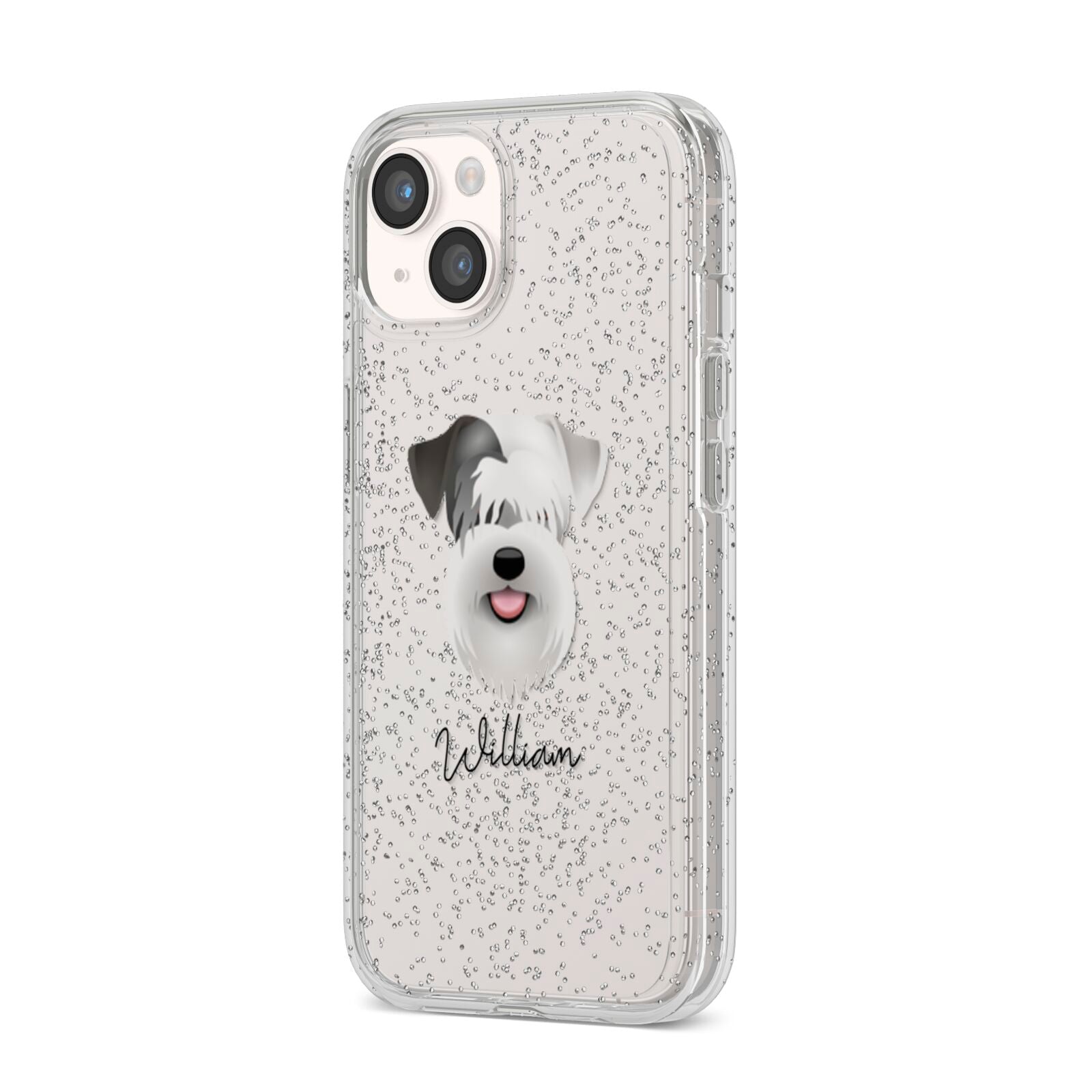 Sealyham Terrier Personalised iPhone 14 Glitter Tough Case Starlight Angled Image