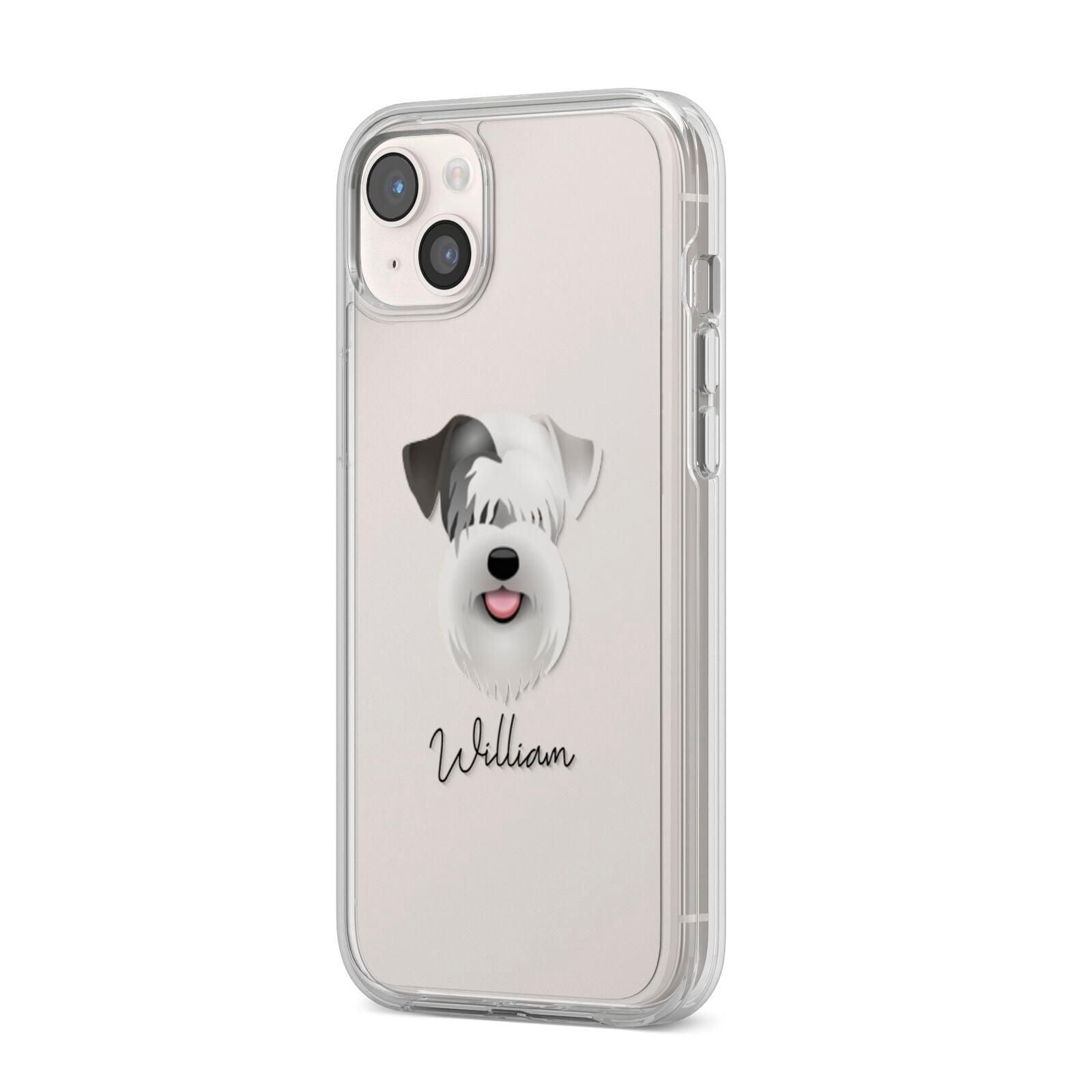 Sealyham Terrier Personalised iPhone 14 Plus Clear Tough Case Starlight Angled Image
