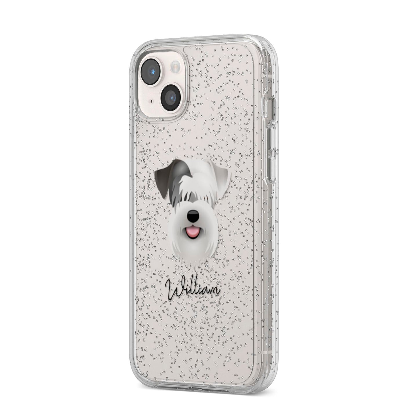 Sealyham Terrier Personalised iPhone 14 Plus Glitter Tough Case Starlight Angled Image