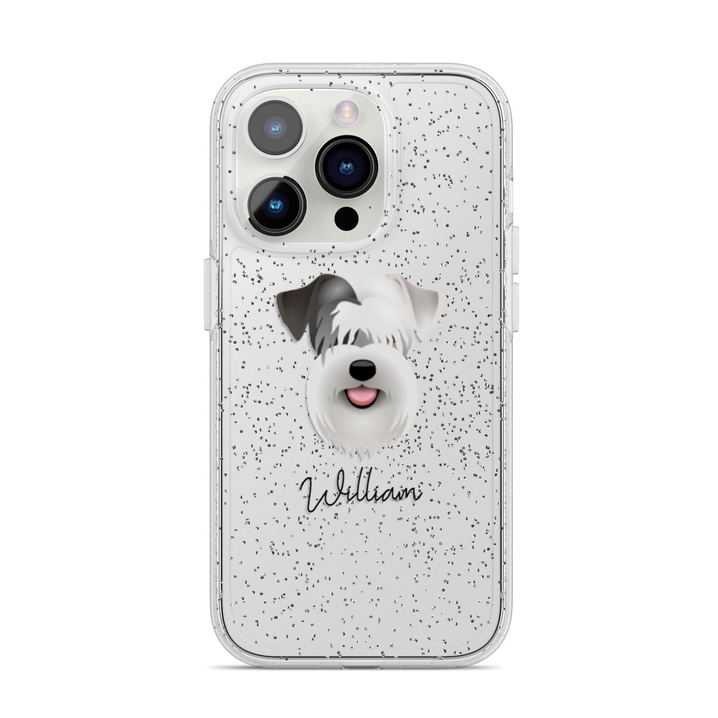 Sealyham Terrier Personalised iPhone 14 Pro Glitter Tough Case Silver