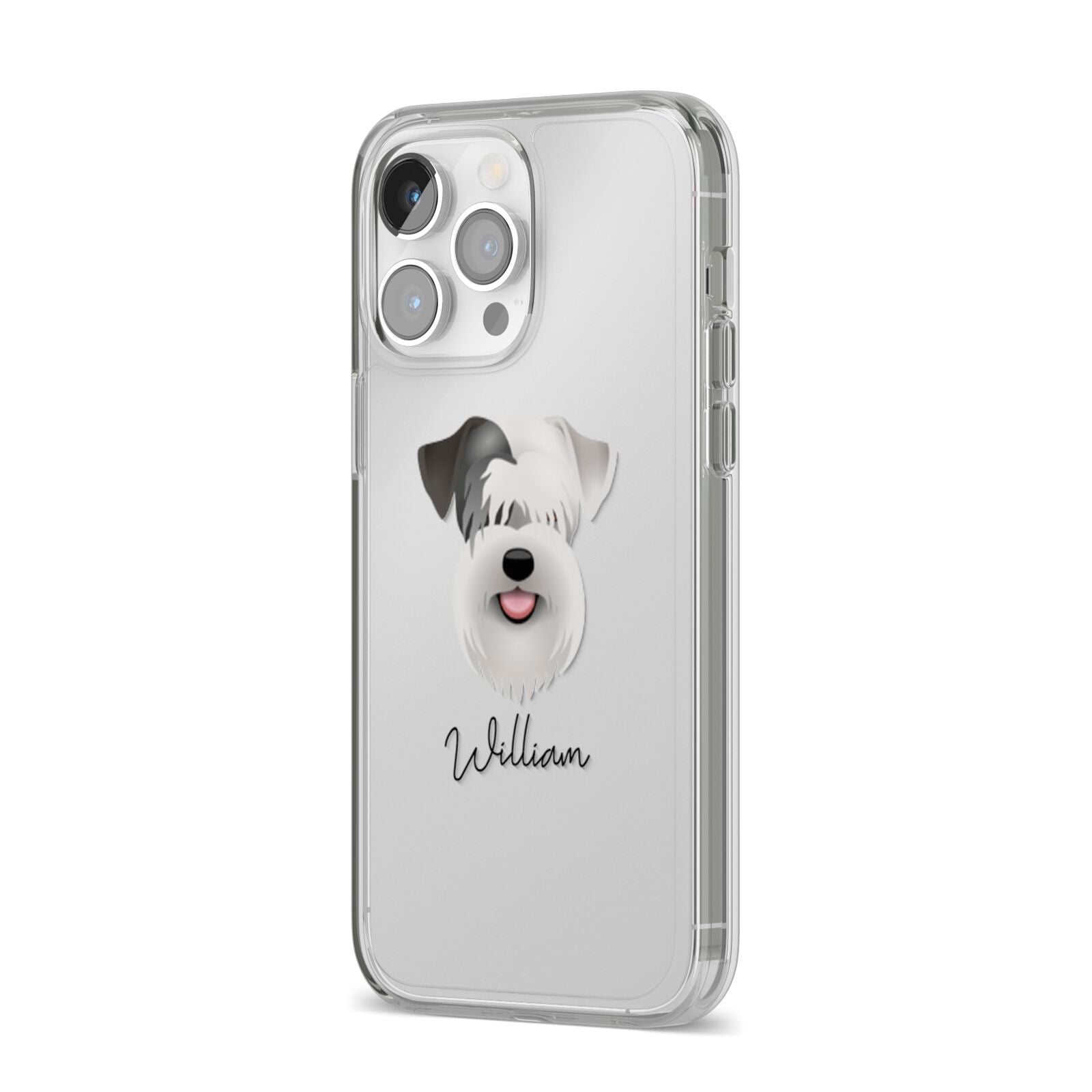 Sealyham Terrier Personalised iPhone 14 Pro Max Clear Tough Case Silver Angled Image