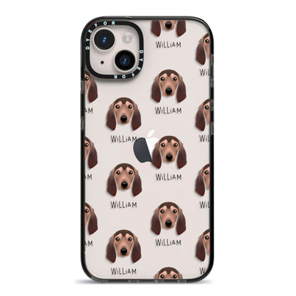 Segugio Italiano Icon with Name iPhone 14 Plus Black Impact Case on Silver phone