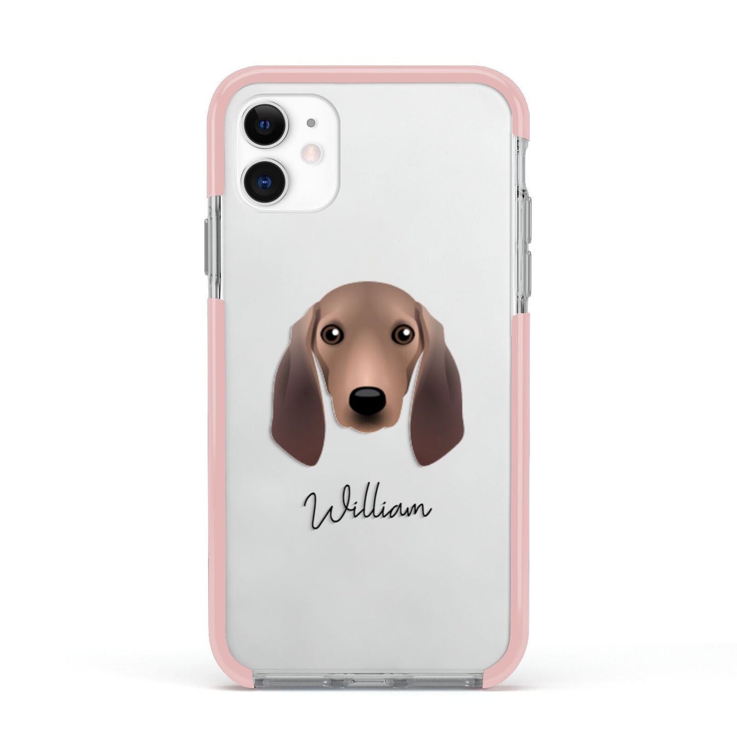 Segugio Italiano Personalised Apple iPhone 11 in White with Pink Impact Case