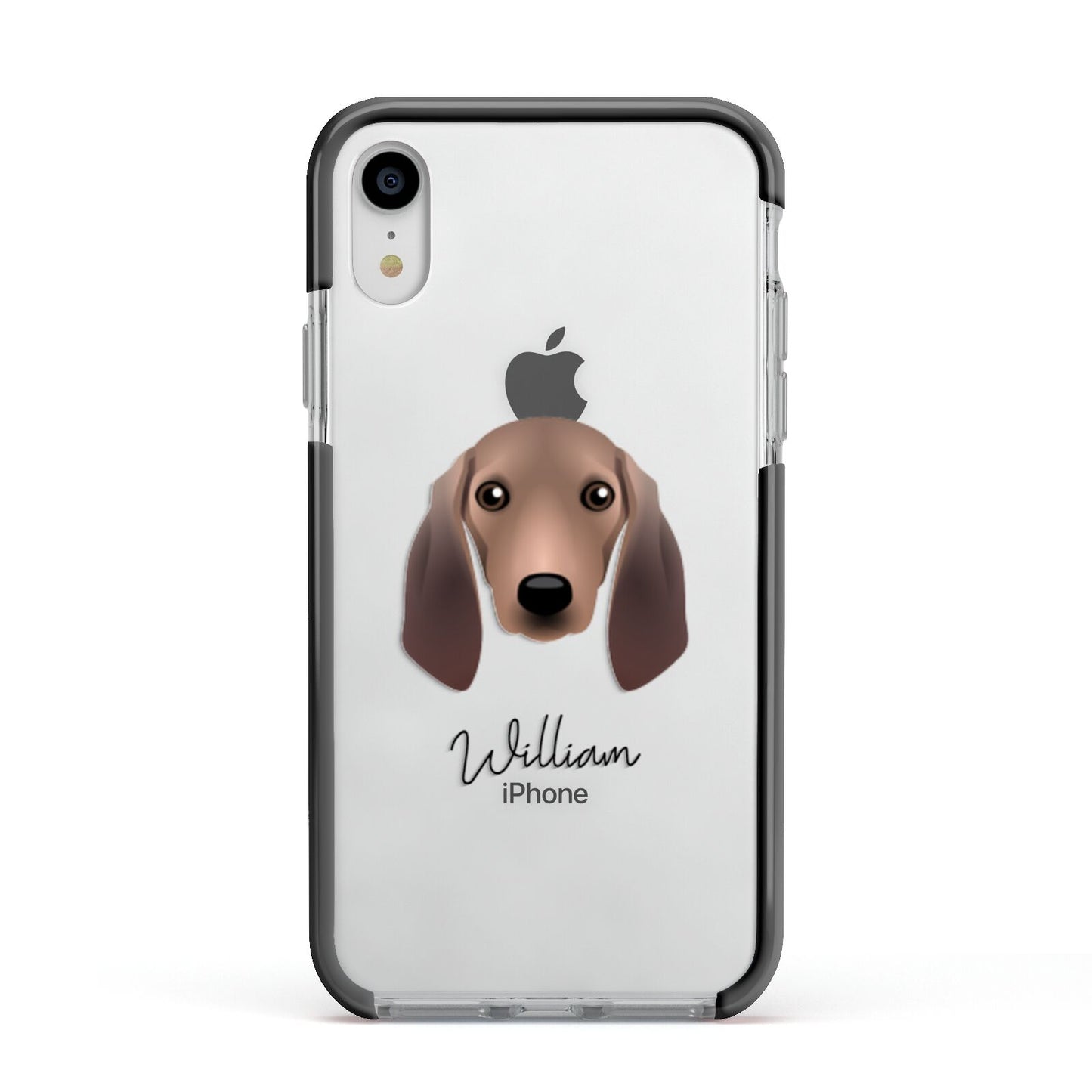 Segugio Italiano Personalised Apple iPhone XR Impact Case Black Edge on Silver Phone