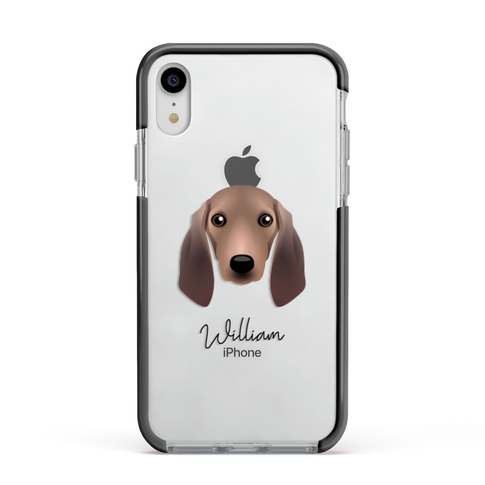 Segugio Italiano Personalised Apple iPhone XR Impact Case Black Edge on Silver Phone