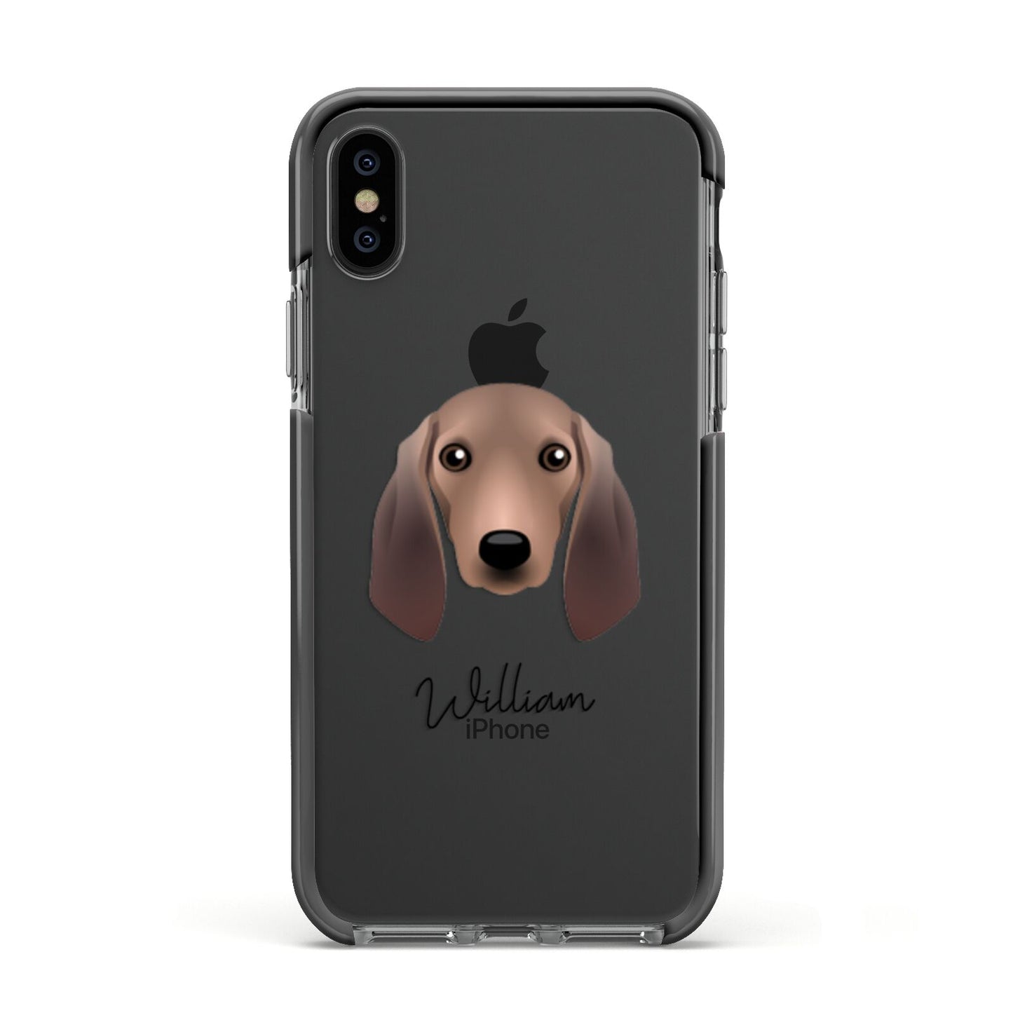 Segugio Italiano Personalised Apple iPhone Xs Impact Case Black Edge on Black Phone