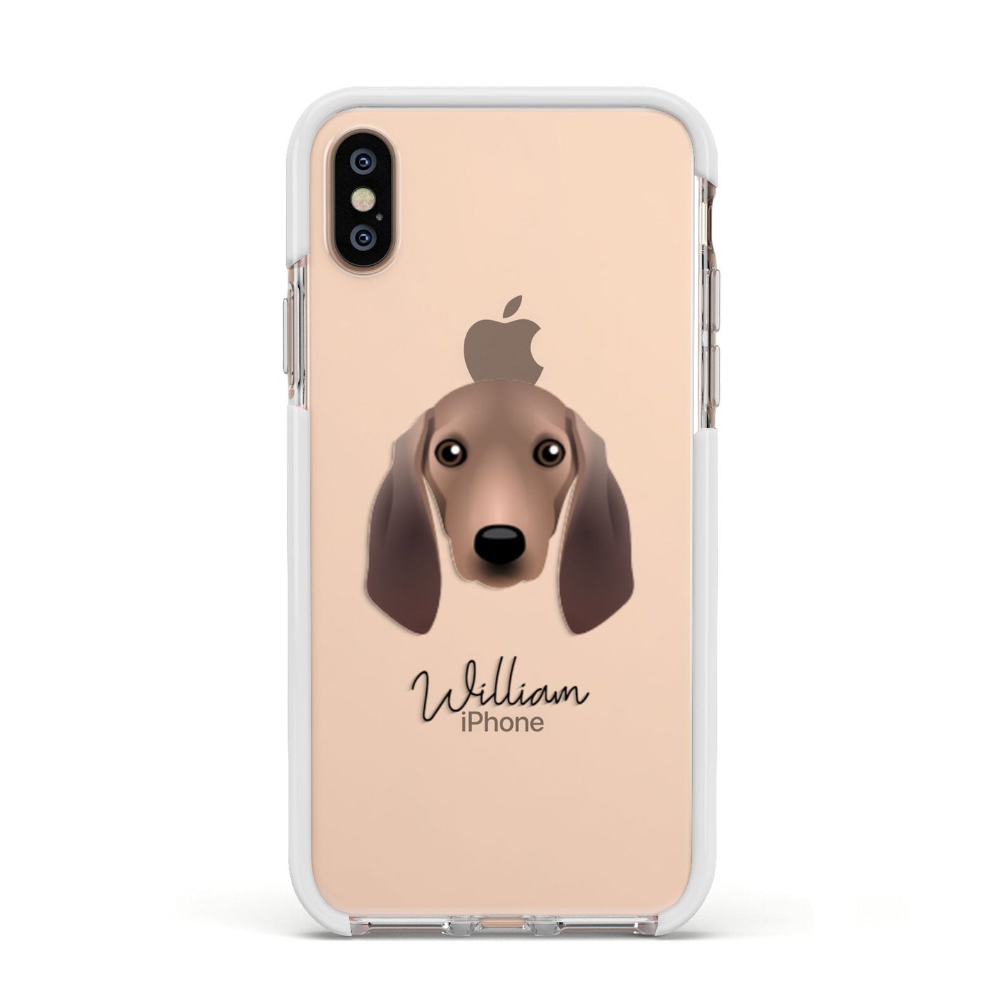 Segugio Italiano Personalised Apple iPhone Xs Impact Case White Edge on Gold Phone