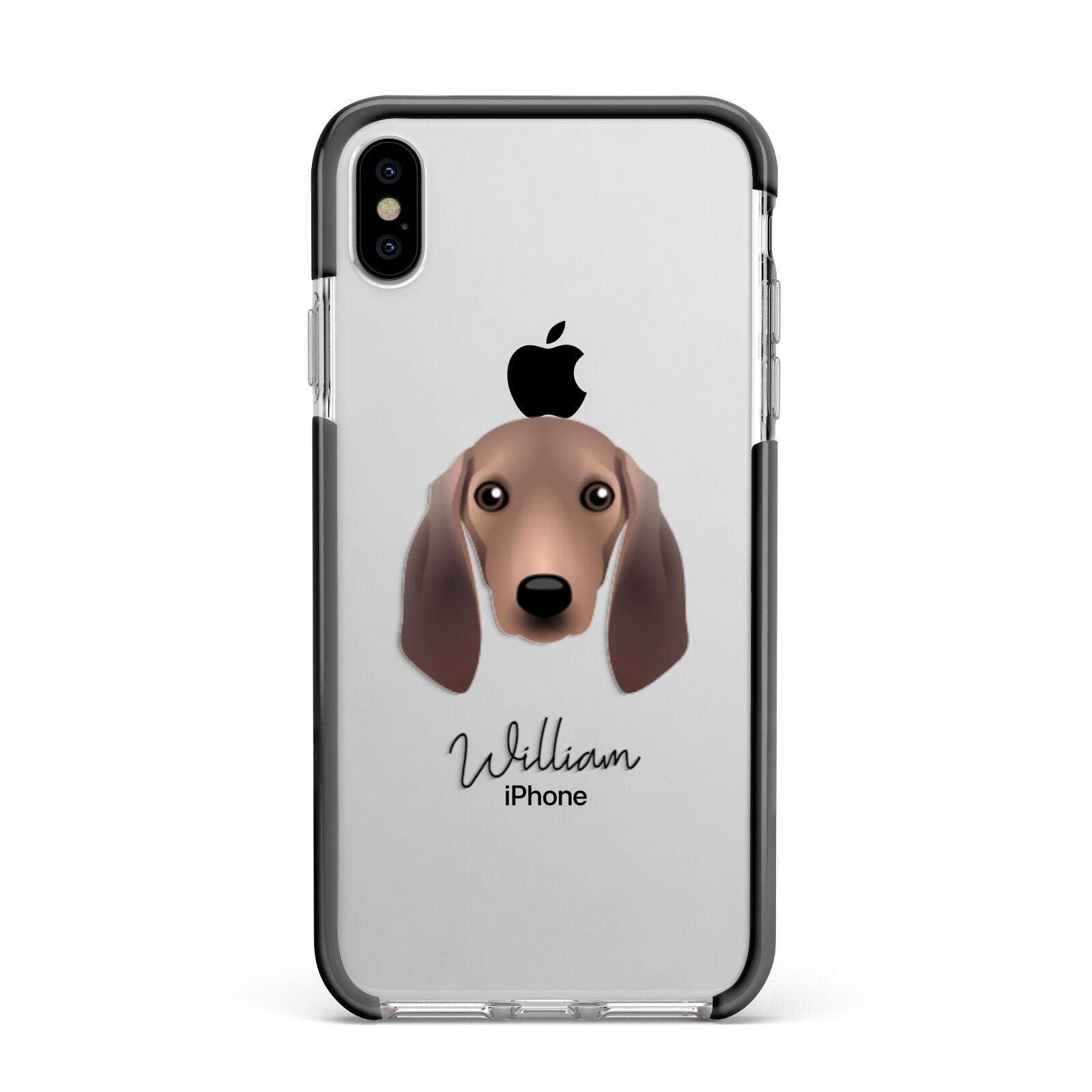 Segugio Italiano Personalised Apple iPhone Xs Max Impact Case Black Edge on Silver Phone