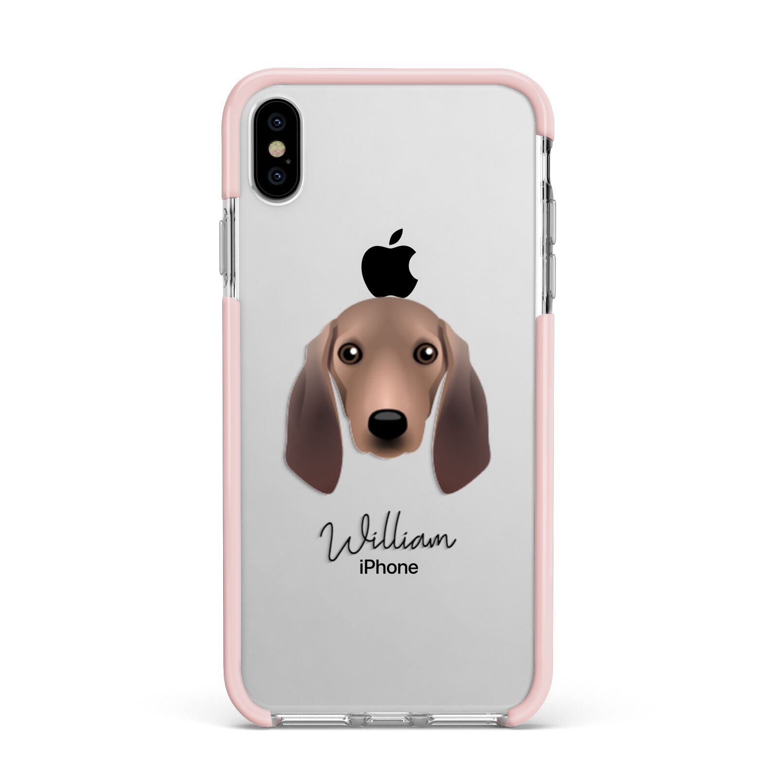 Segugio Italiano Personalised Apple iPhone Xs Max Impact Case Pink Edge on Silver Phone