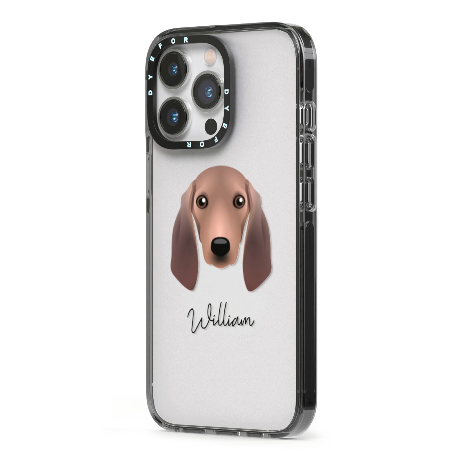 Segugio Italiano Personalised iPhone 13 Pro Black Impact Case Side Angle on Silver phone
