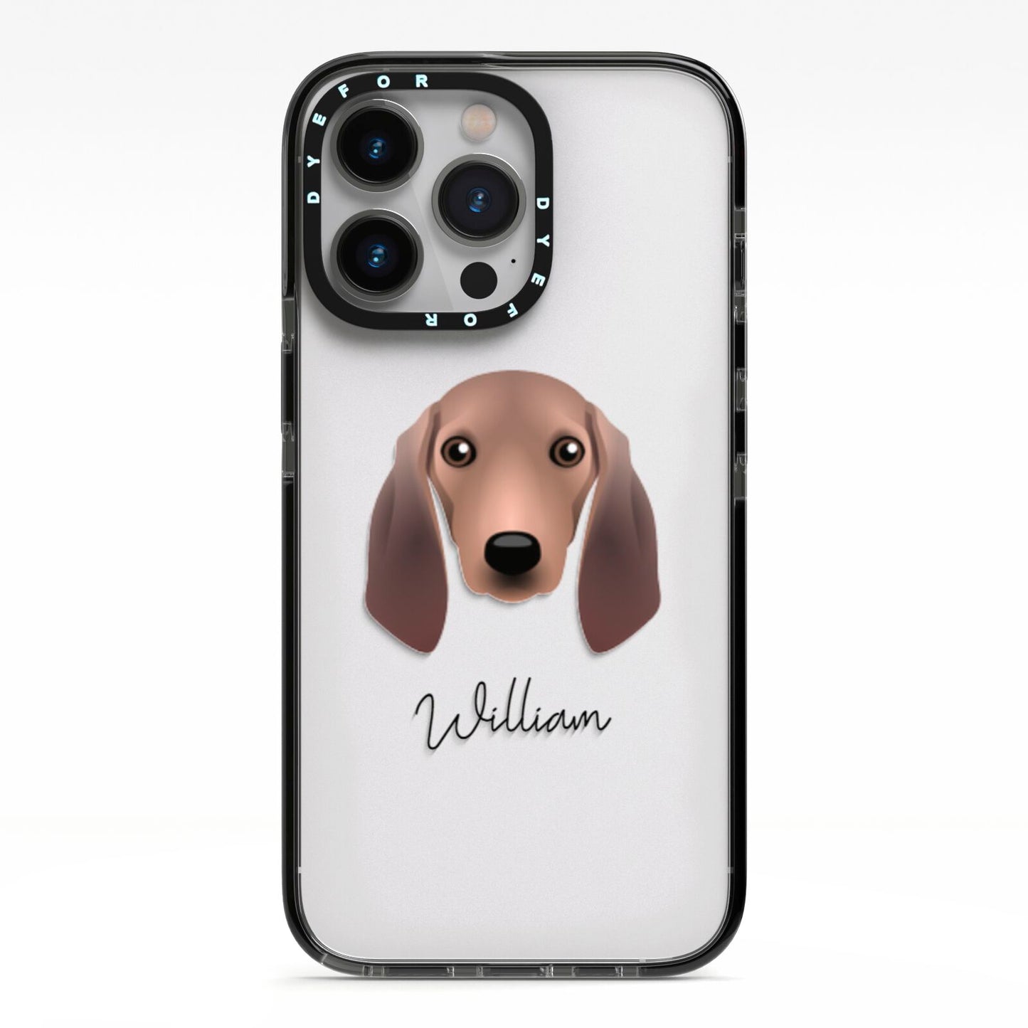 Segugio Italiano Personalised iPhone 13 Pro Black Impact Case on Silver phone