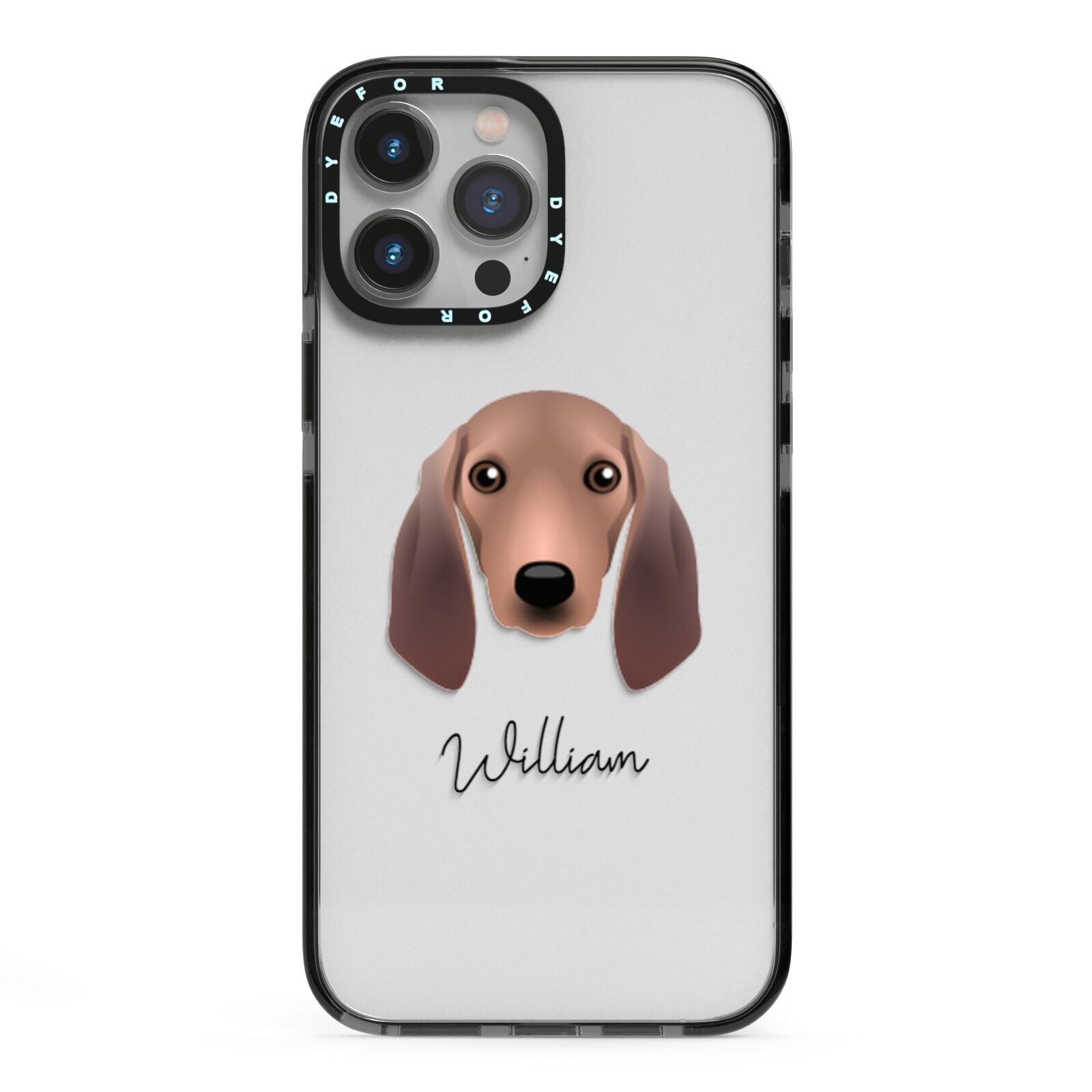 Segugio Italiano Personalised iPhone 13 Pro Max Black Impact Case on Silver phone