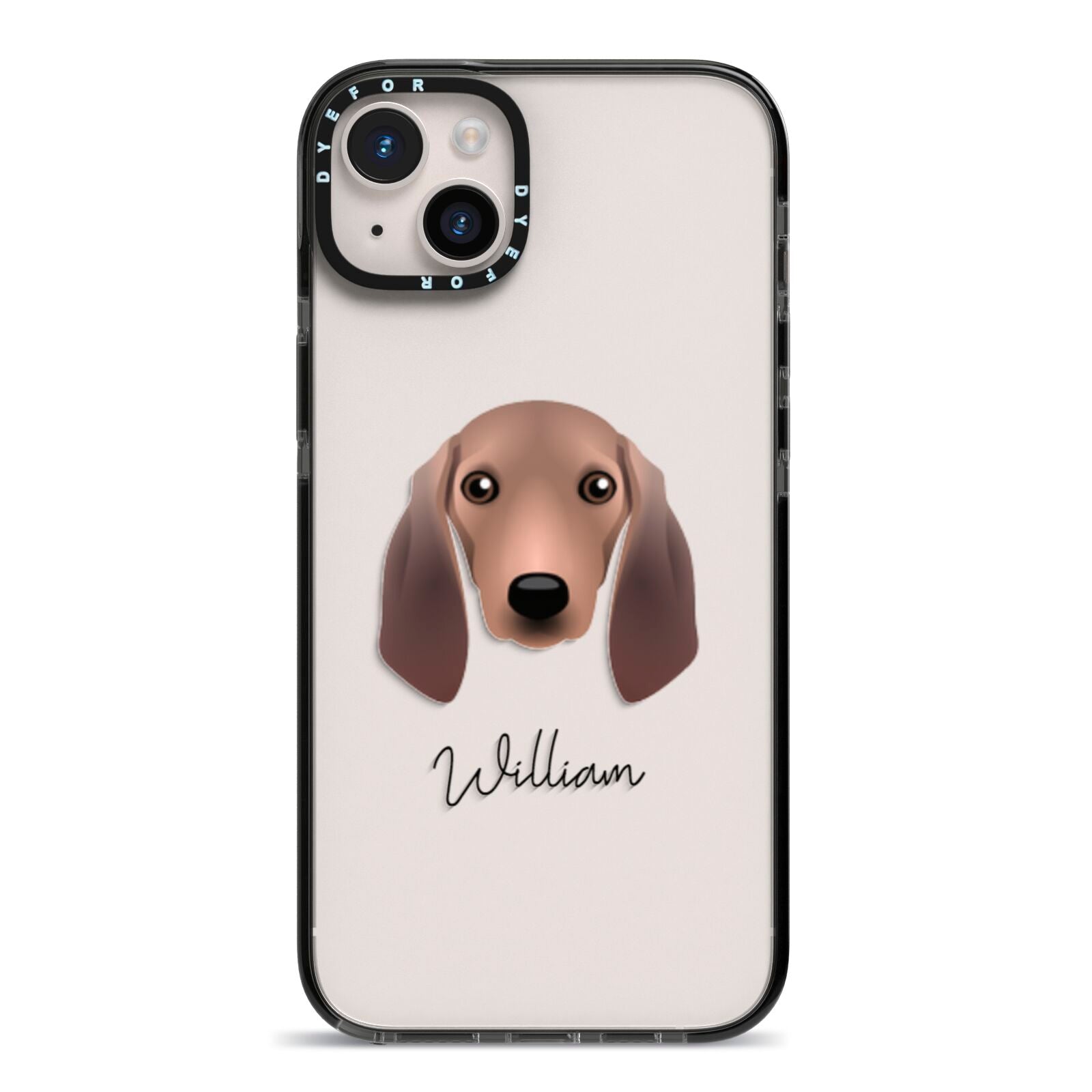 Segugio Italiano Personalised iPhone 14 Plus Black Impact Case on Silver phone