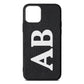 Serif Initials Black Pebble Leather iPhone 11 Case
