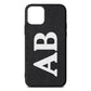 Serif Initials Black Pebble Leather iPhone 11 Pro Case