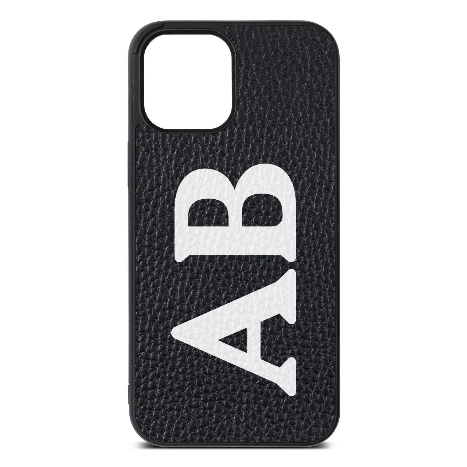 Serif Initials Black Pebble Leather iPhone 12 Pro Max Case