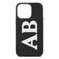 Serif Initials Black Pebble Leather iPhone 13 Pro Case