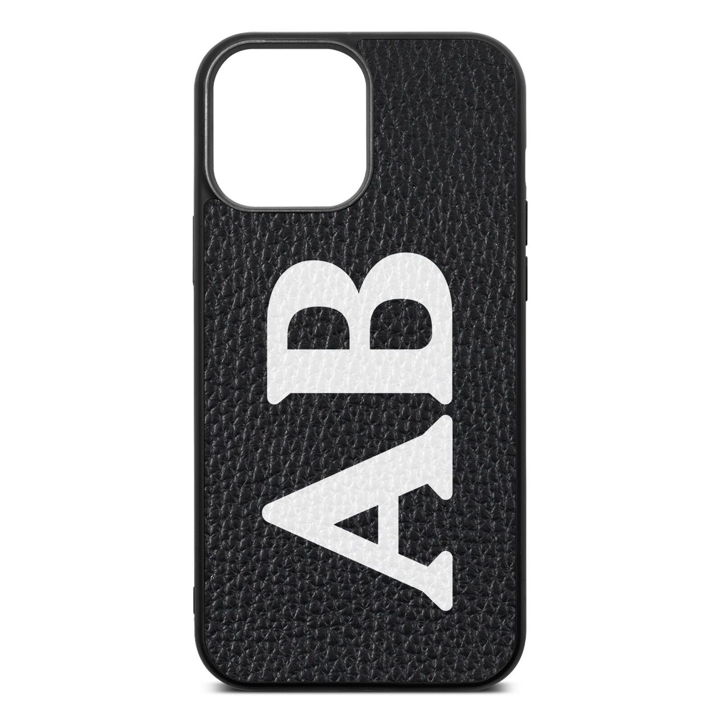 Serif Initials Black Pebble Leather iPhone 13 Pro Max Case