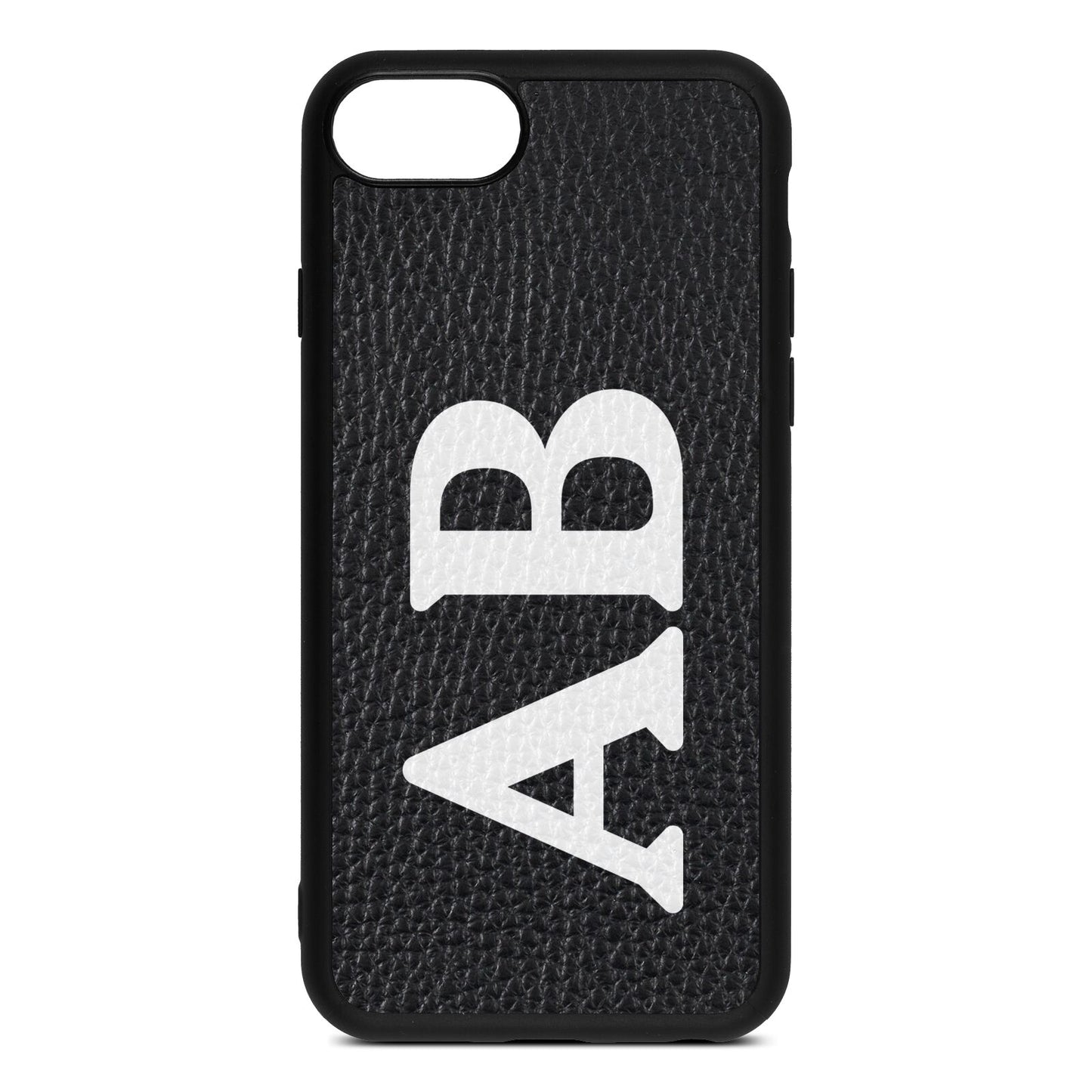 Serif Initials Black Pebble Leather iPhone 8 Case
