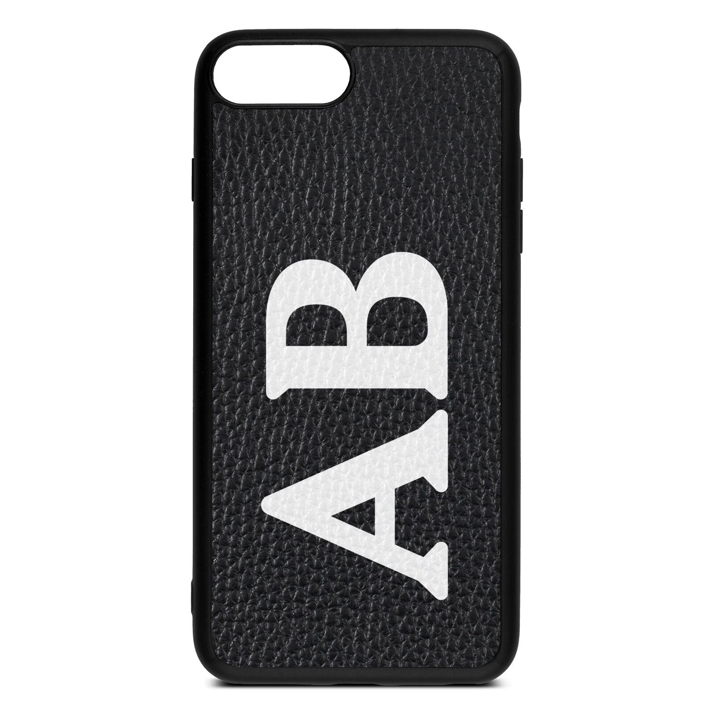 Serif Initials Black Pebble Leather iPhone 8 Plus Case