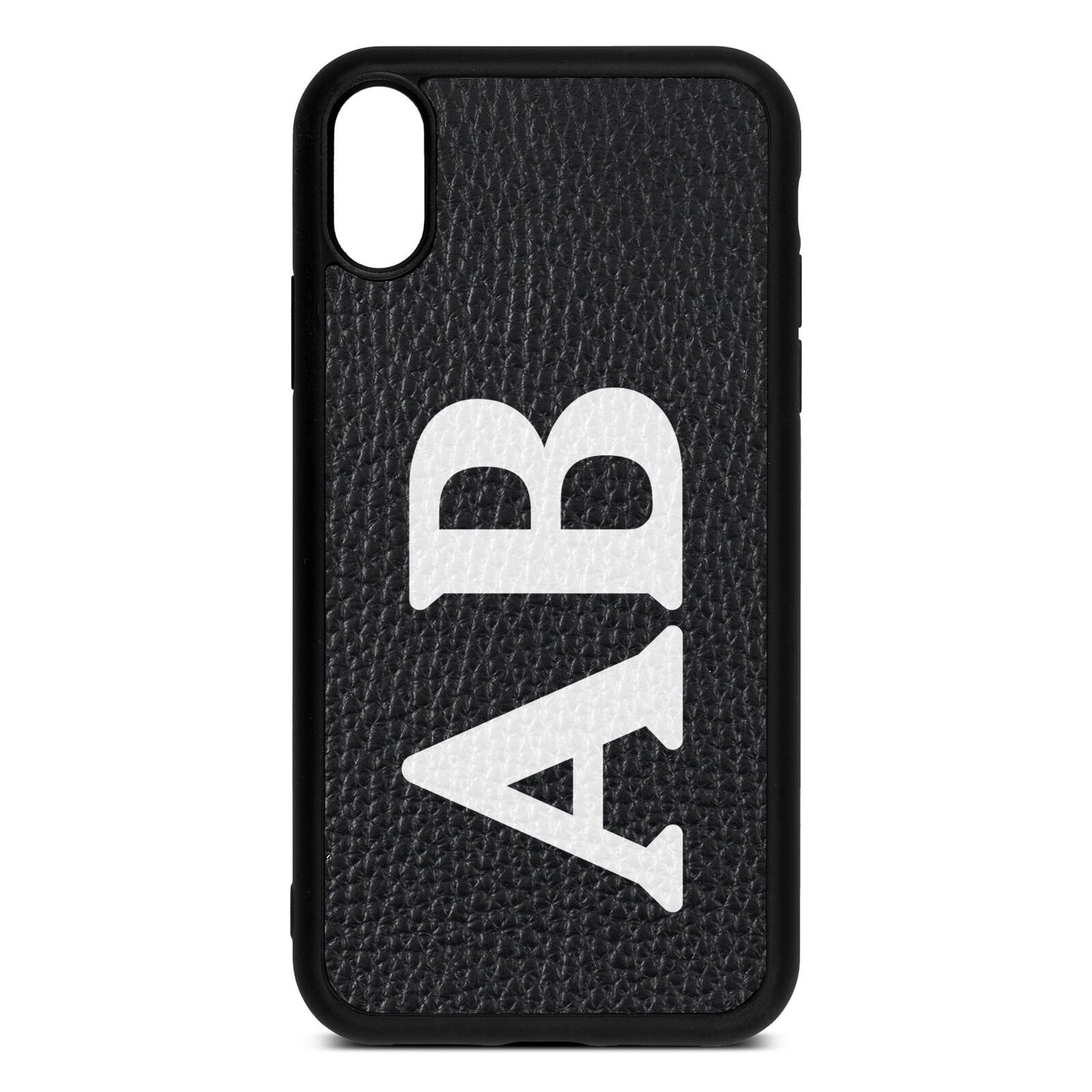 Serif Initials Black Pebble Leather iPhone Xr Case