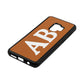 Serif Initials Tan Pebble Leather Samsung S9 Case Side Angle