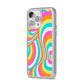 Seventies Abstract iPhone 14 Pro Max Clear Tough Case Silver Angled Image