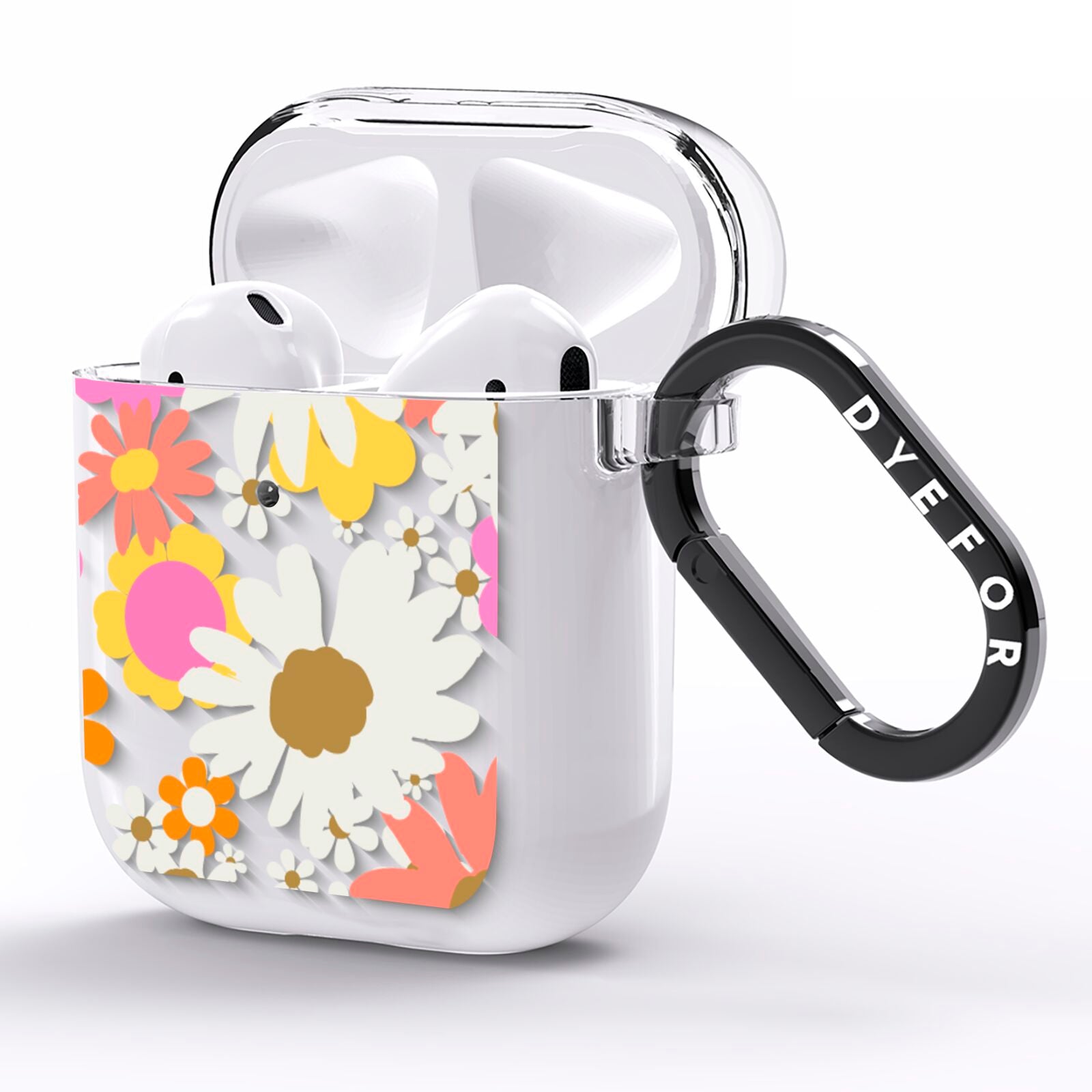 Seventies Floral AirPods Clear Case Side Image