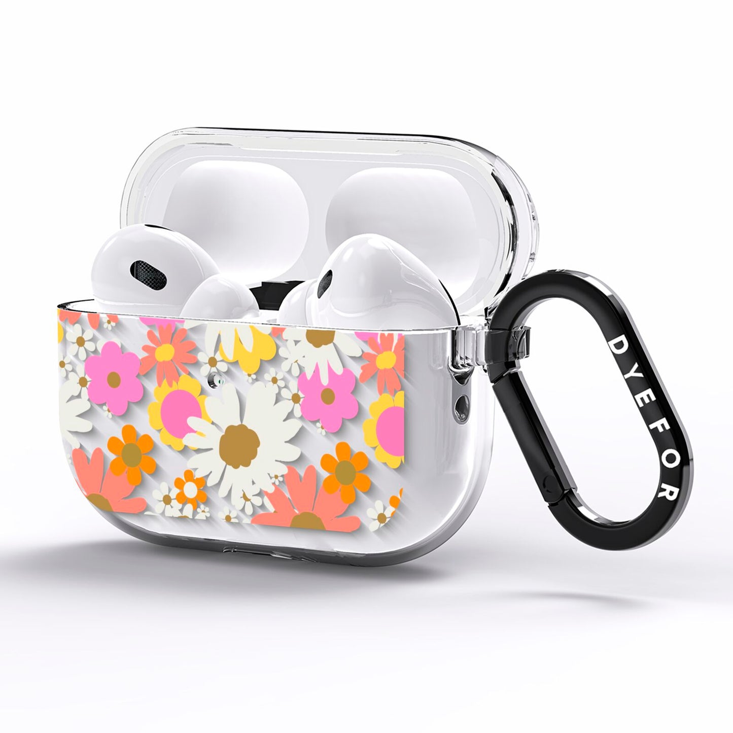 Seventies Floral AirPods Pro Clear Case Side Image
