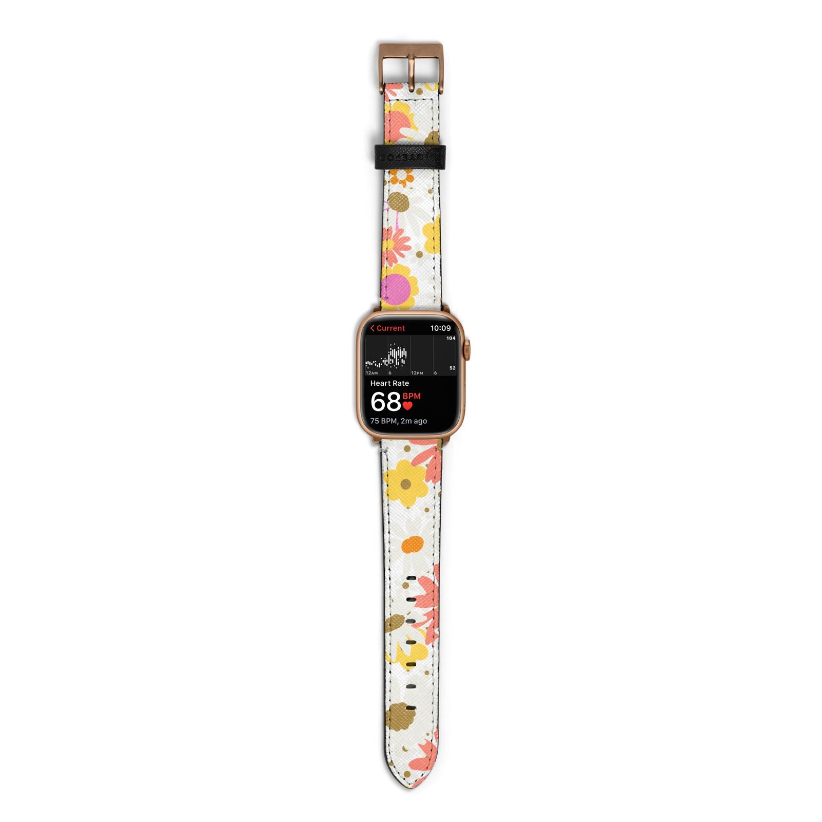 Seventies Floral Apple Watch Strap Size 38mm with Gold Hardware