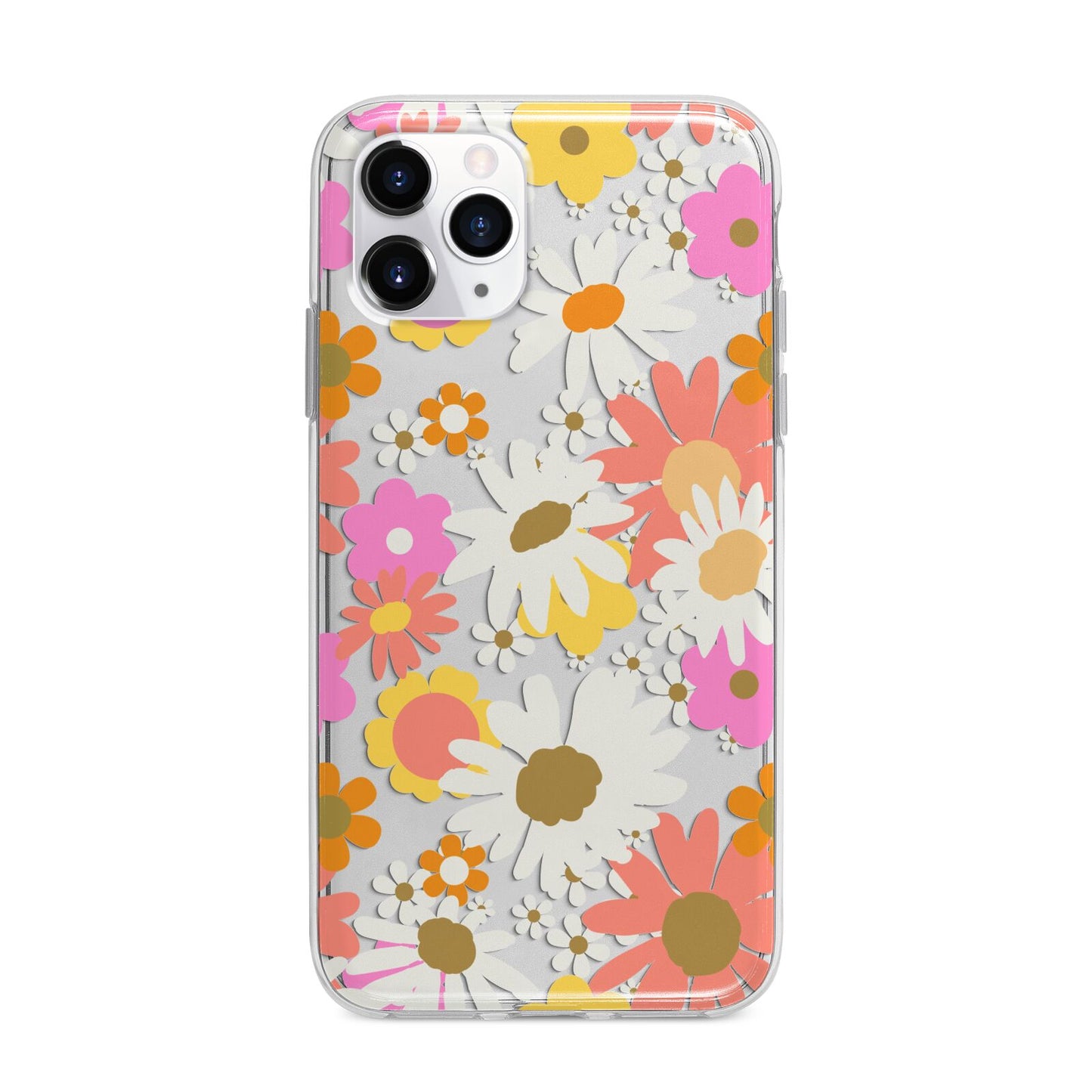 Seventies Floral Apple iPhone 11 Pro Max in Silver with Bumper Case