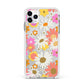 Seventies Floral Apple iPhone 11 Pro Max in Silver with White Impact Case