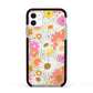 Seventies Floral Apple iPhone 11 in White with Black Impact Case
