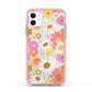Seventies Floral Apple iPhone 11 in White with Pink Impact Case
