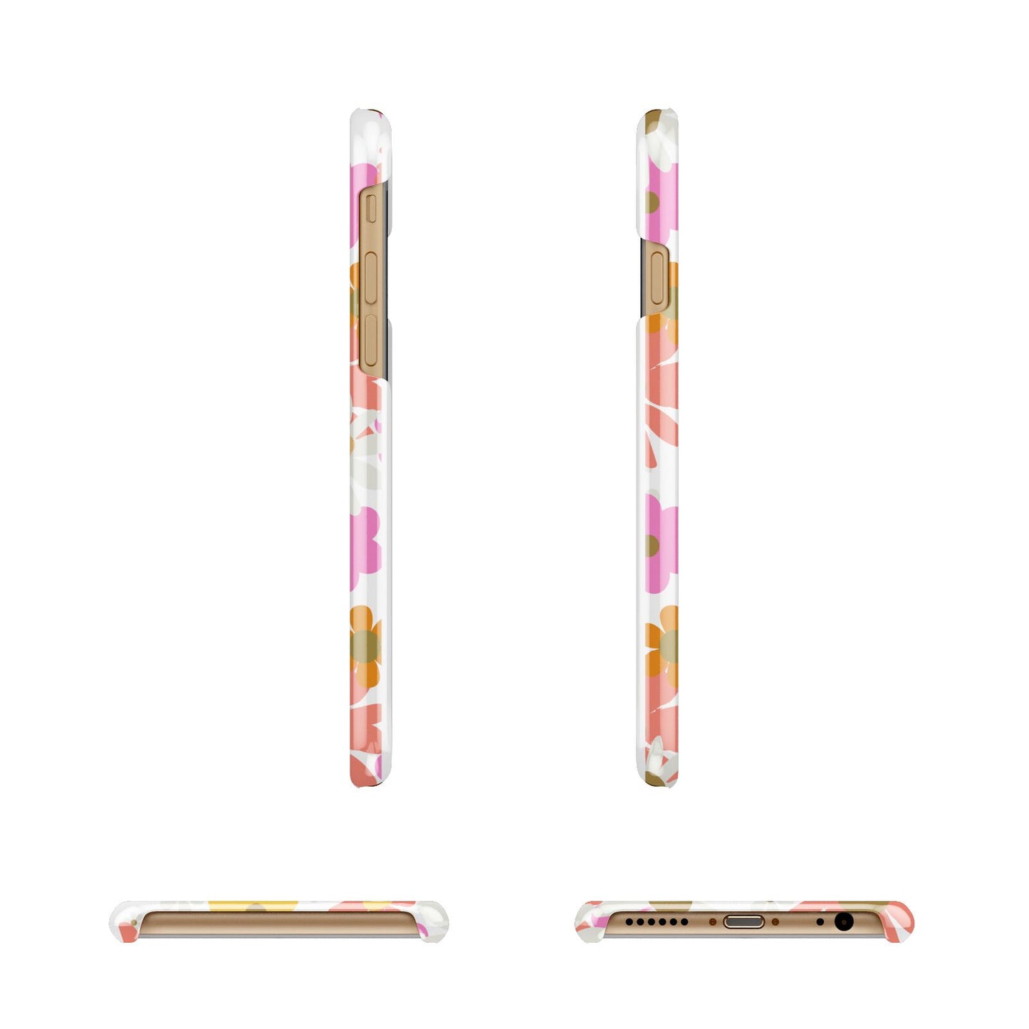 Seventies Floral Apple iPhone 6 3D Wrap Snap Case Angled Images