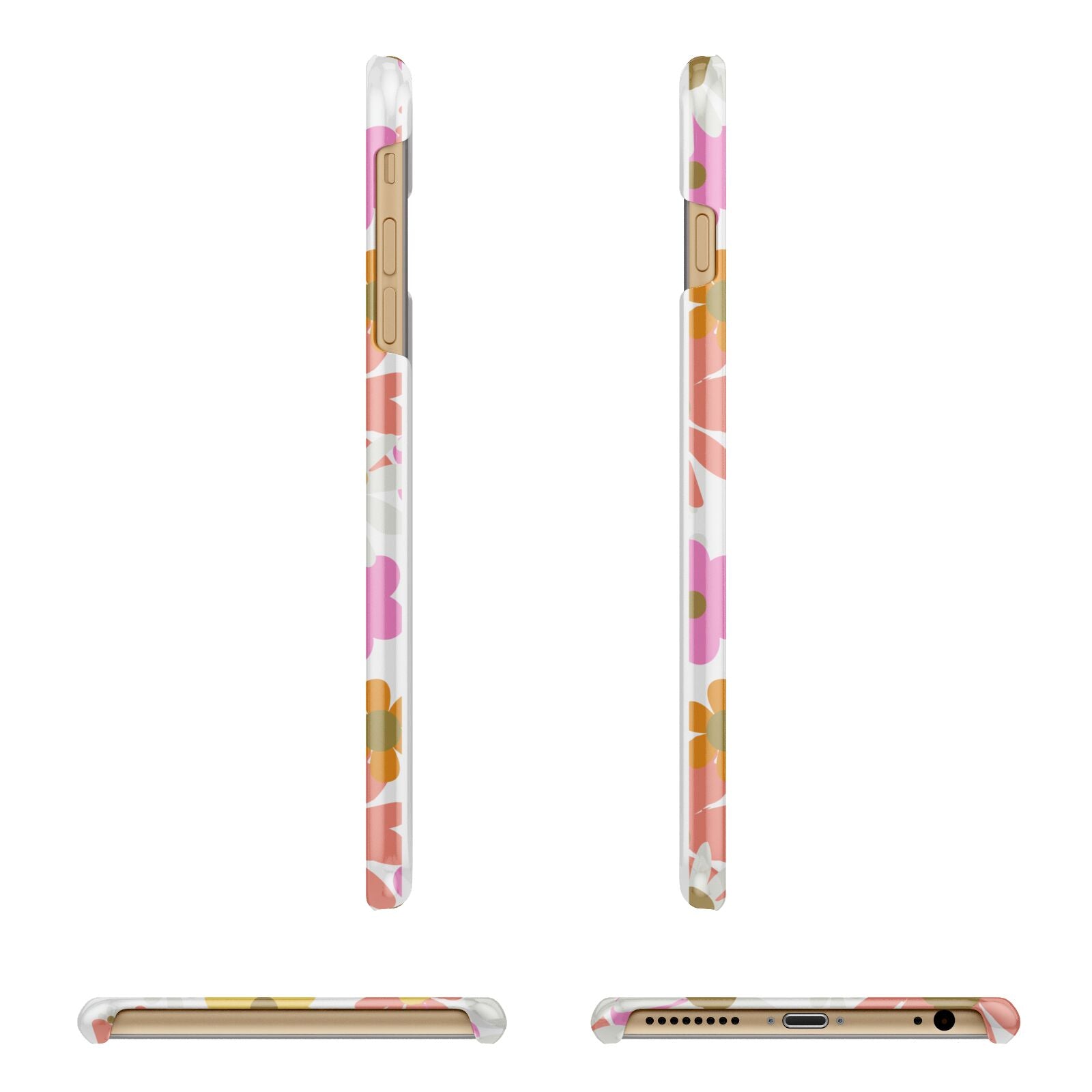 Seventies Floral Apple iPhone 6 Plus 3D Wrap Snap Case Angled Images