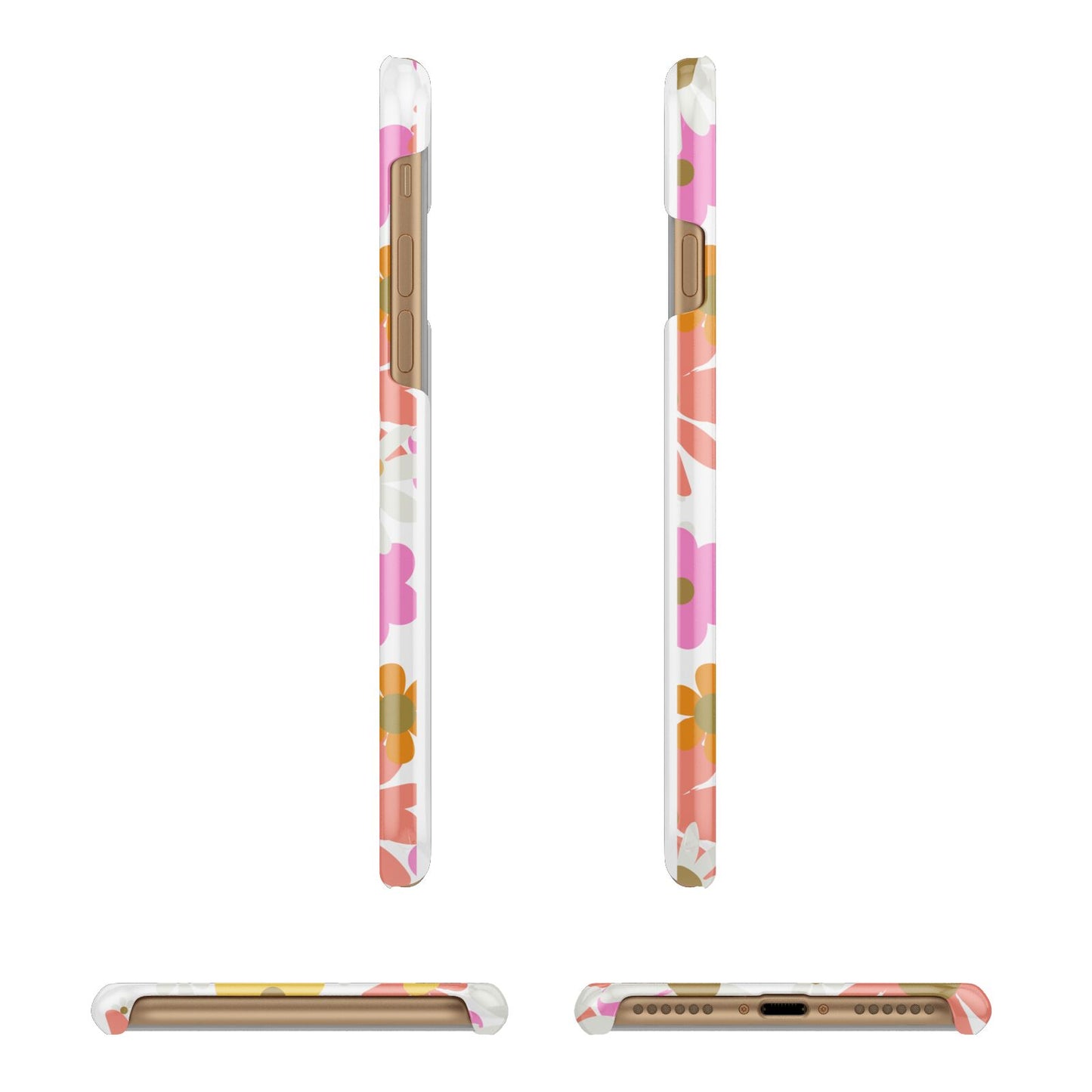 Seventies Floral Apple iPhone 7 8 3D Wrap Snap Case Angled Images