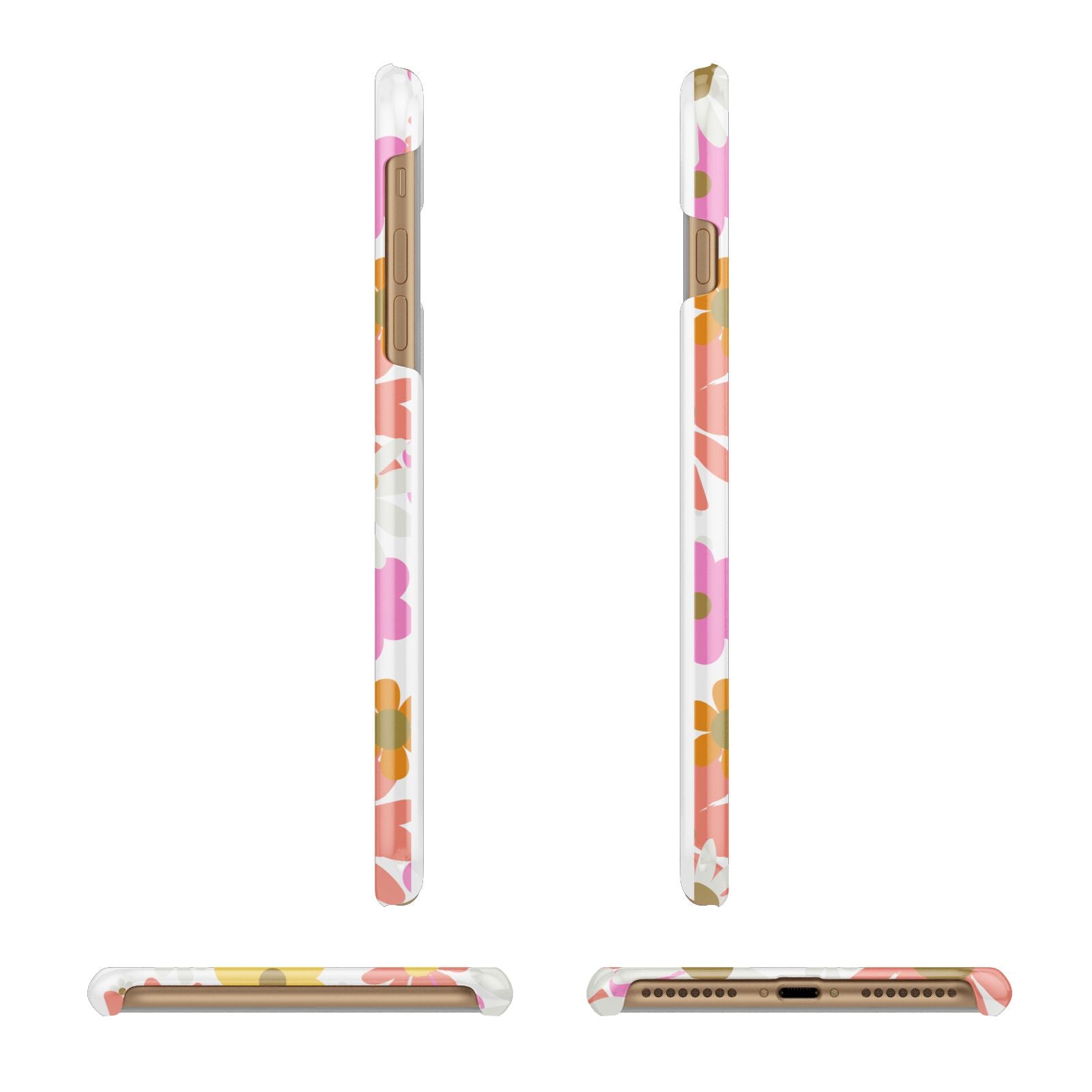 Seventies Floral Apple iPhone 7 Plus 3D Wrap Snap Case Angled Images