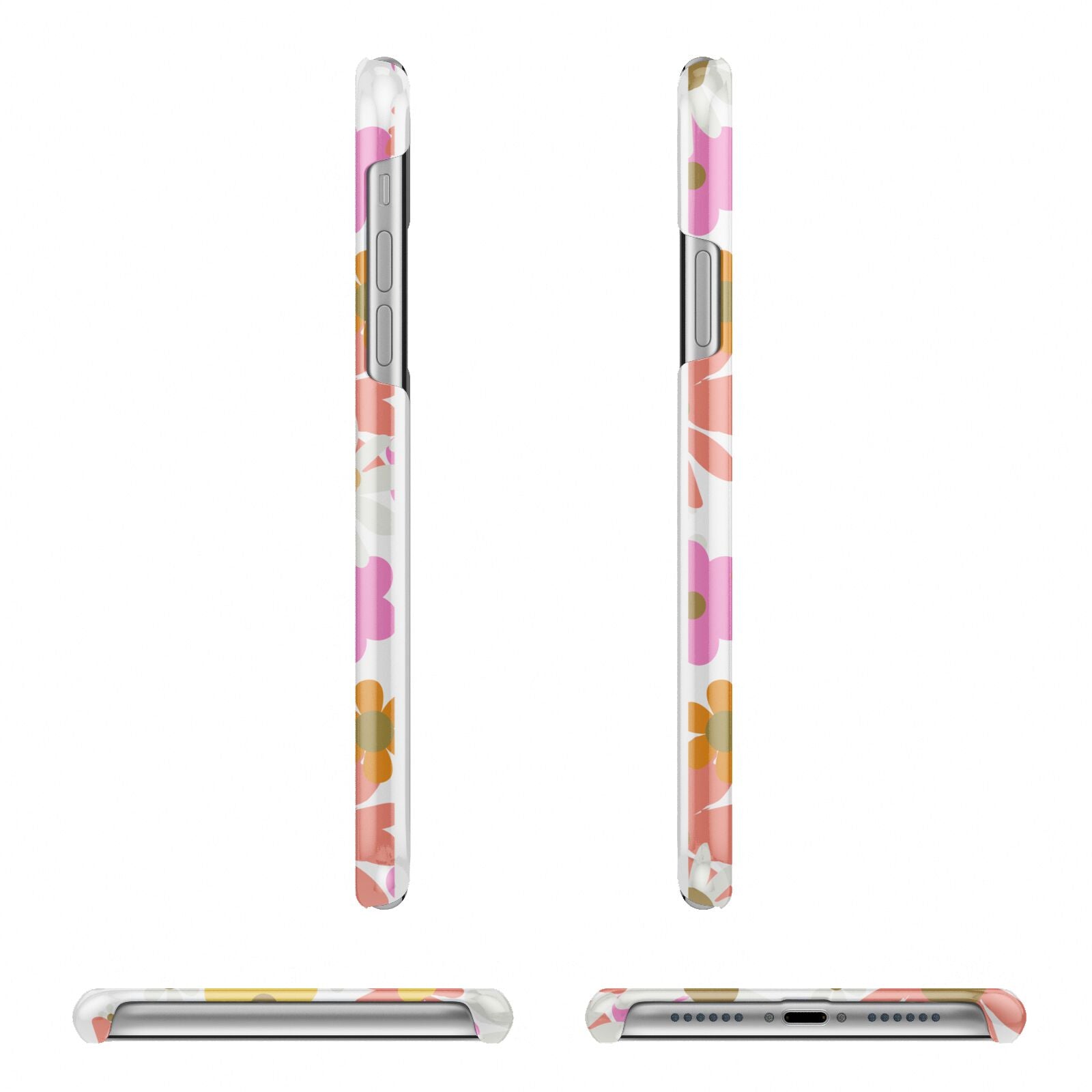 Seventies Floral Apple iPhone XR 3D Wrap Snap Case Angled Images on White Phone