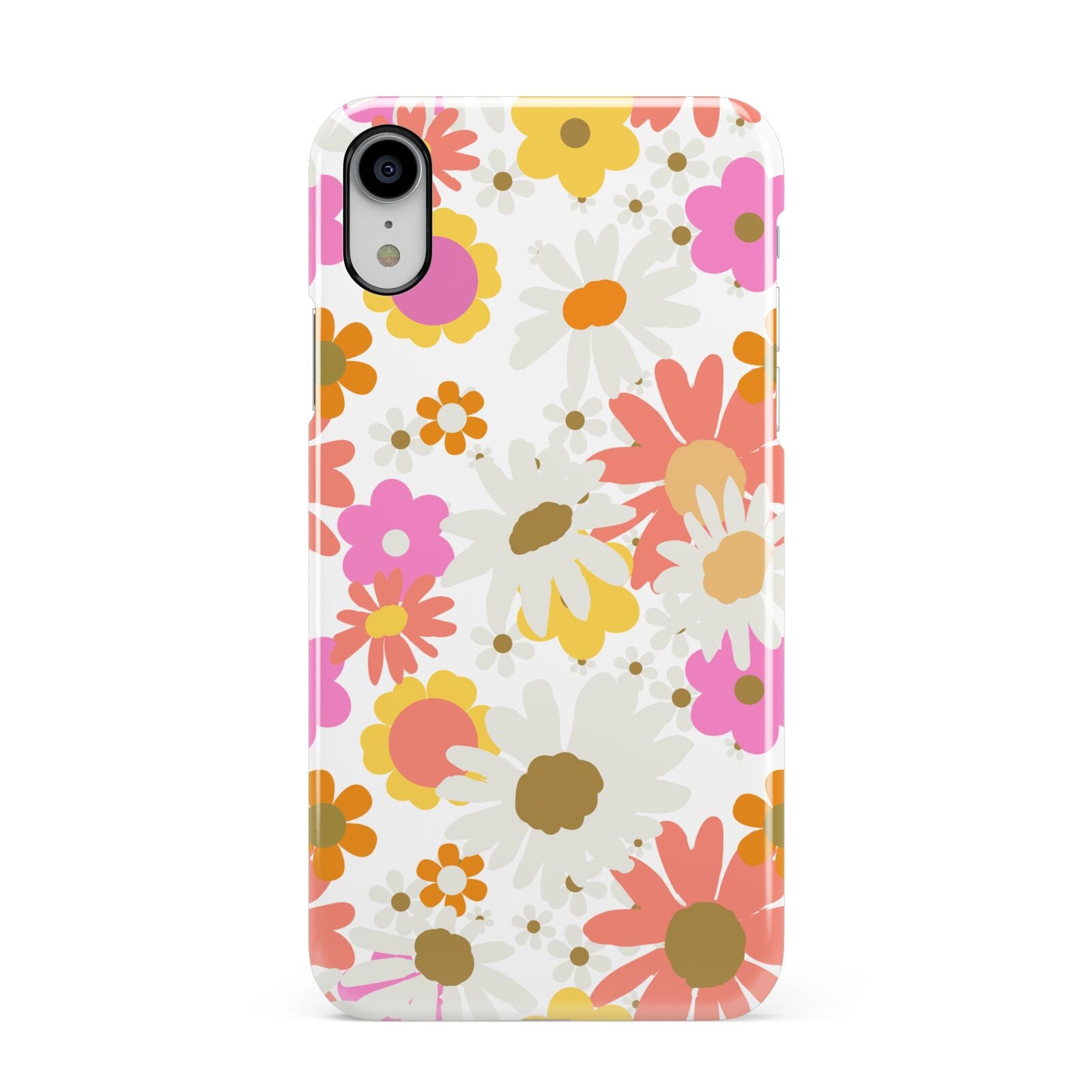 Seventies Floral Apple iPhone XR White 3D Snap Case