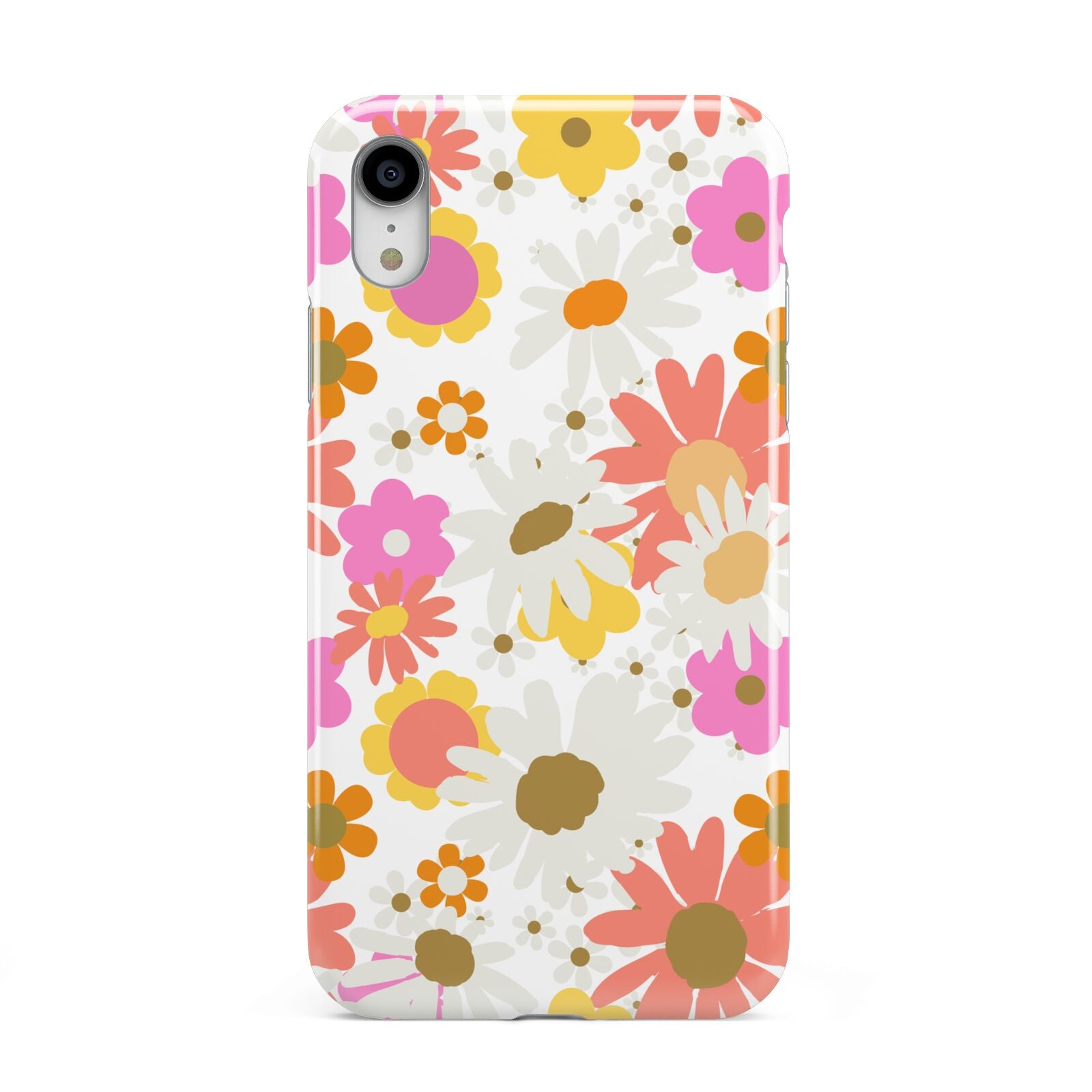 Seventies Floral Apple iPhone XR White 3D Tough Case
