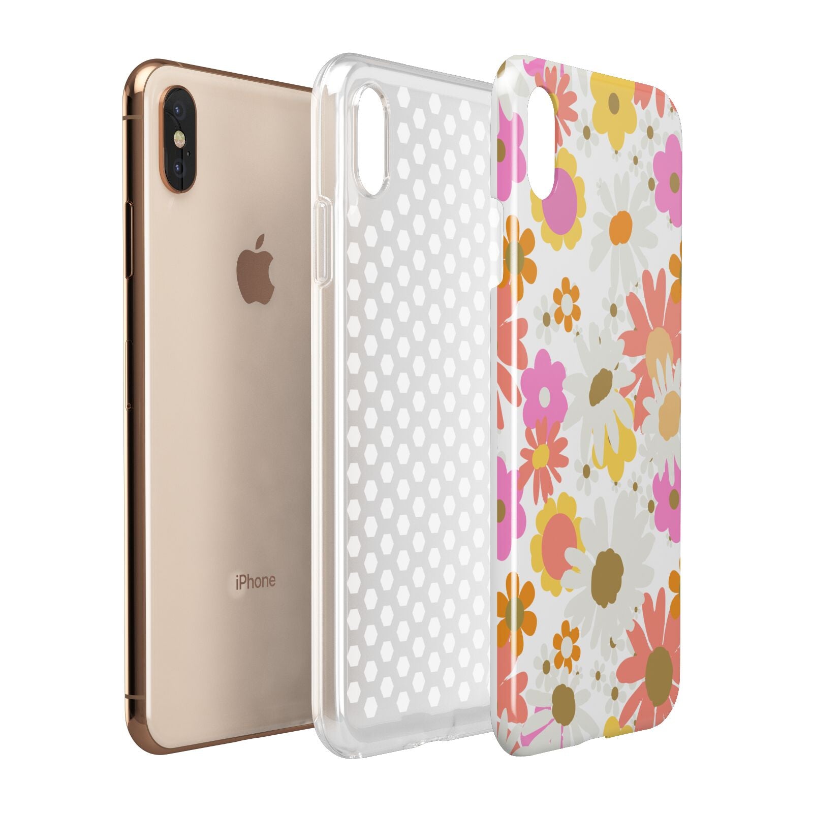 Seventies Floral Apple iPhone Xs Max 3D Tough Case Expanded View