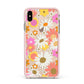 Seventies Floral Apple iPhone Xs Max Impact Case Pink Edge on Gold Phone