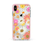 Seventies Floral Apple iPhone Xs Max Impact Case Pink Edge on Silver Phone