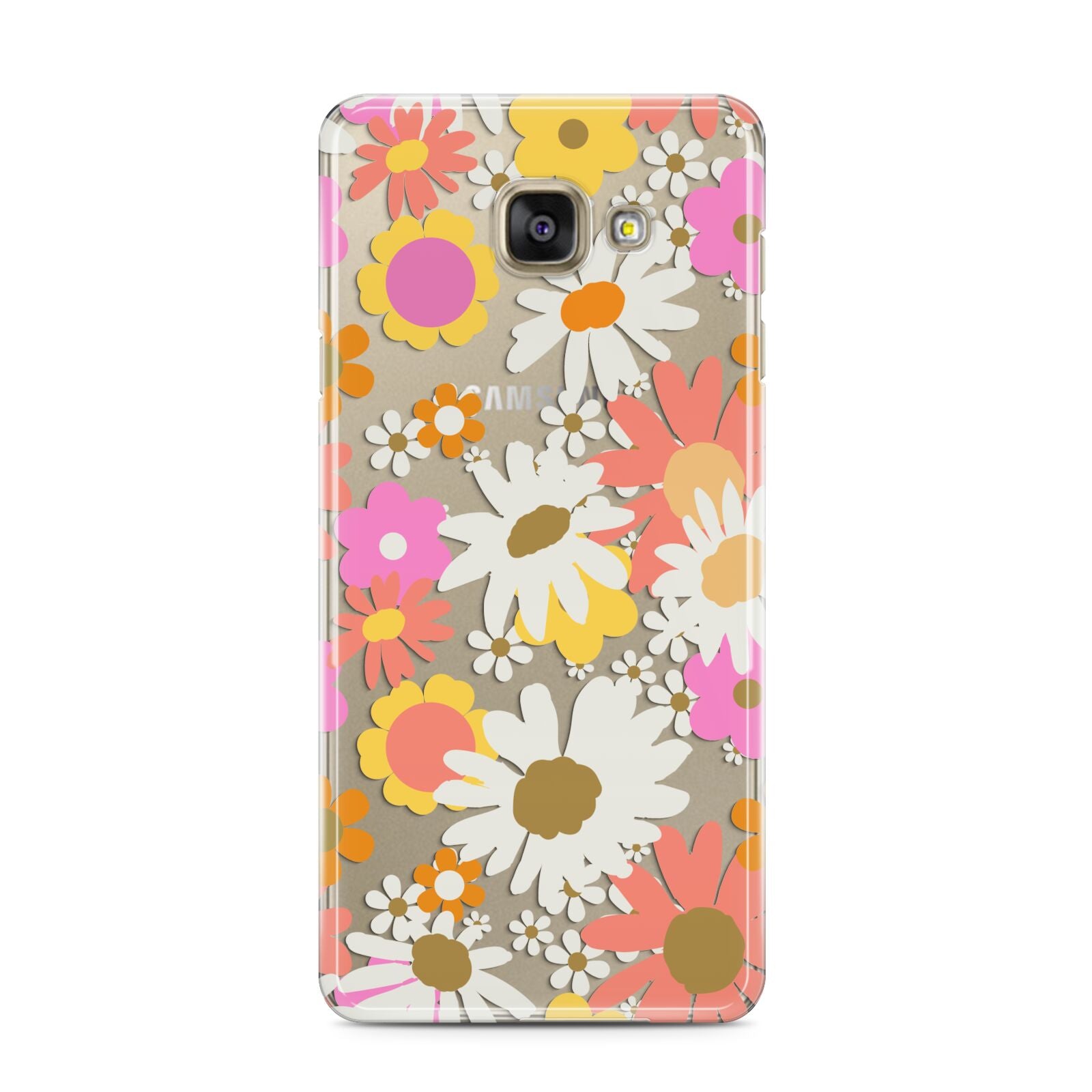 Seventies Floral Samsung Galaxy A3 2016 Case on gold phone
