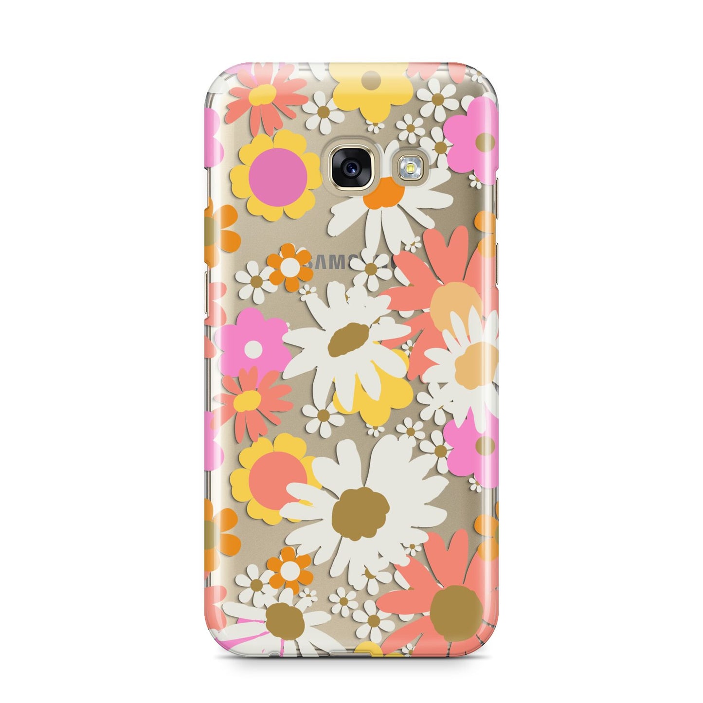 Seventies Floral Samsung Galaxy A3 2017 Case on gold phone