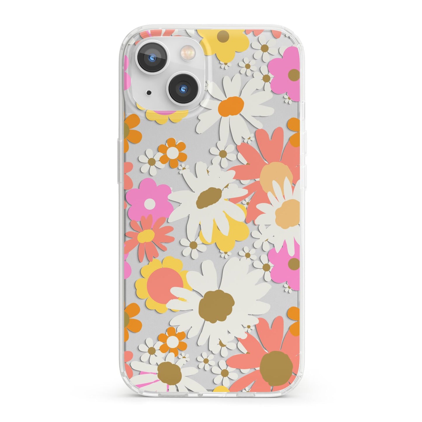 Seventies Floral iPhone 13 Clear Bumper Case