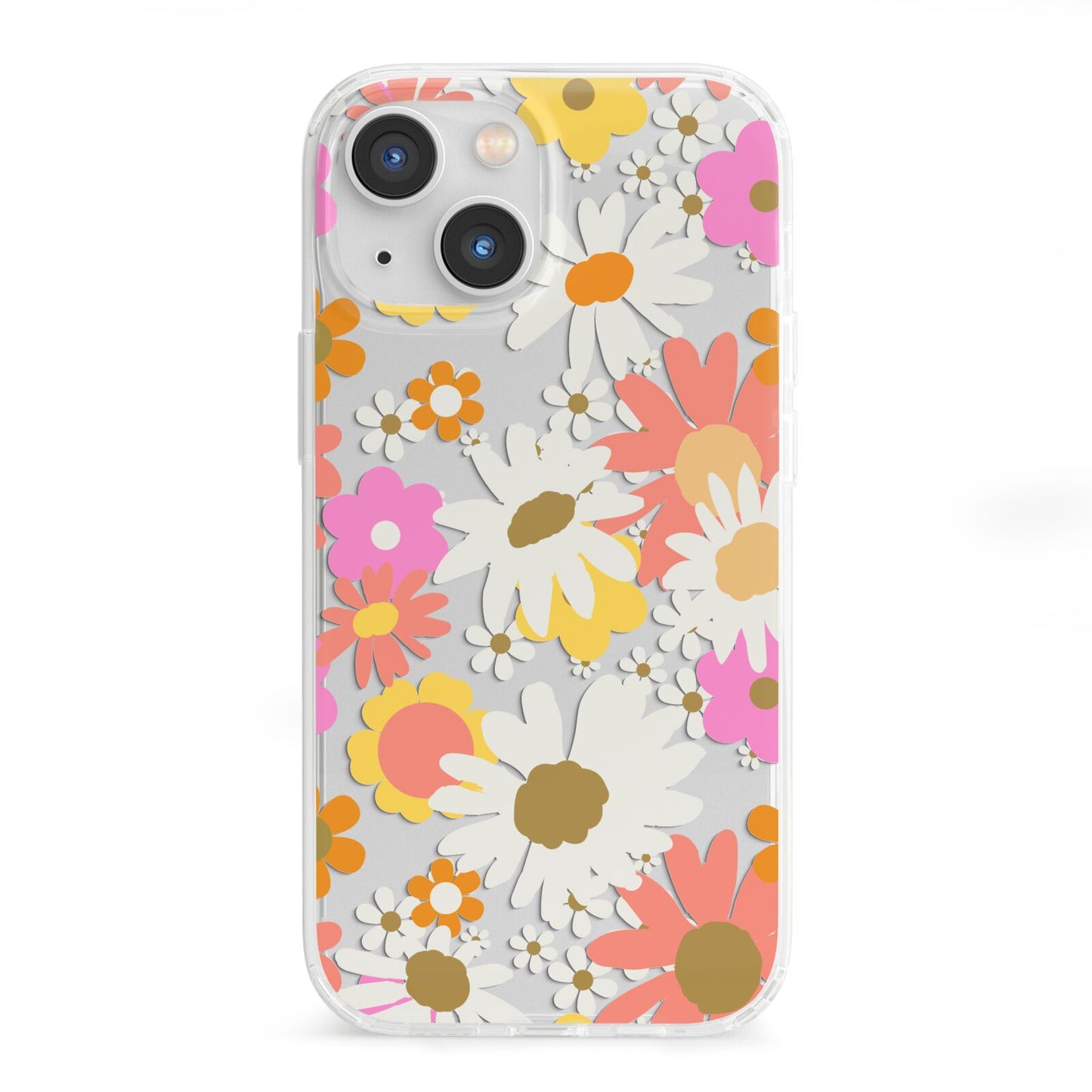 Seventies Floral iPhone 13 Mini Clear Bumper Case