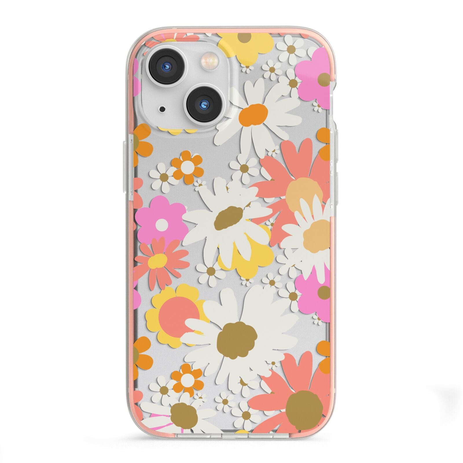 Seventies Floral iPhone 13 Mini TPU Impact Case with Pink Edges